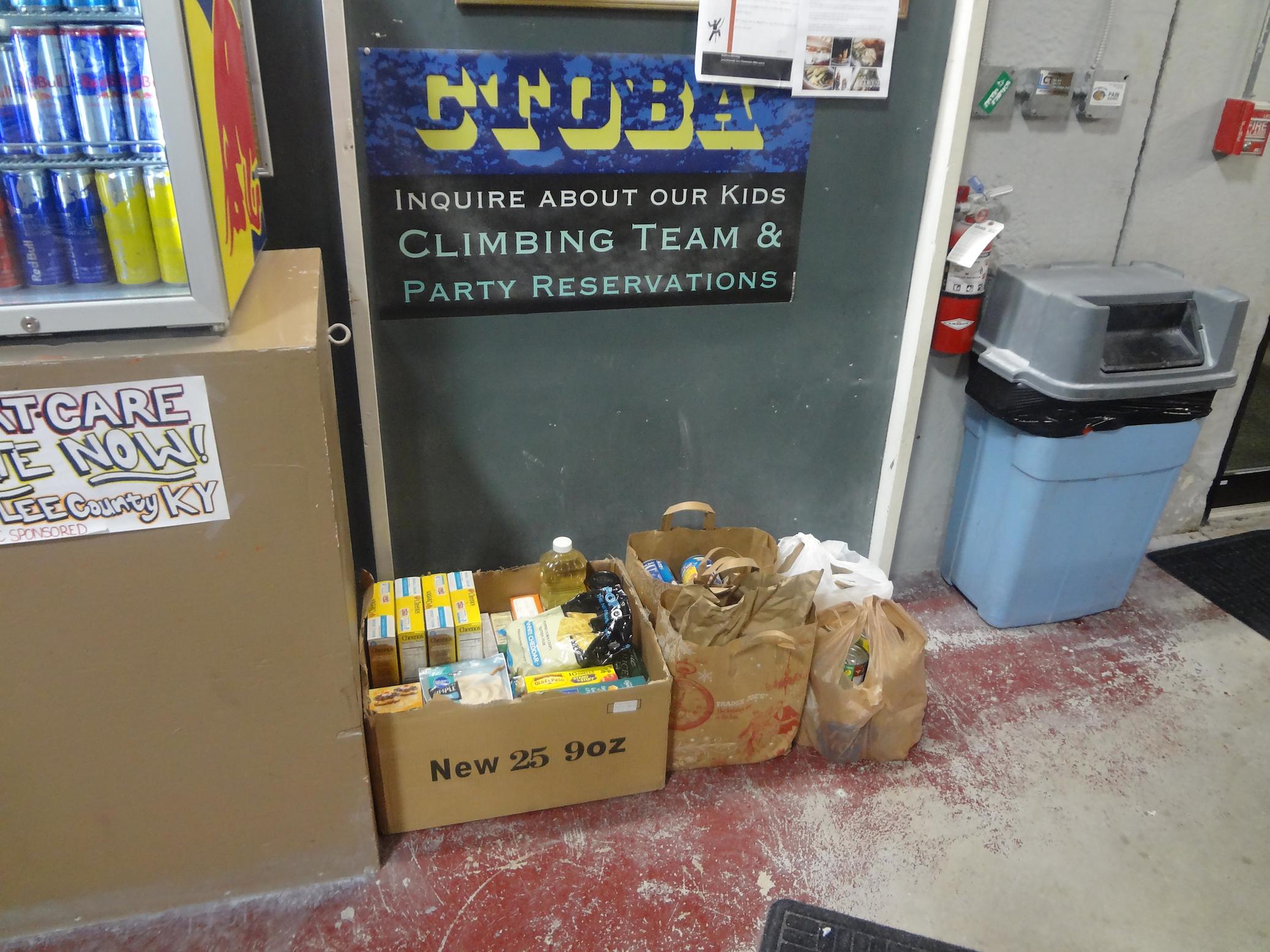 photo of donated goods at Climb Time