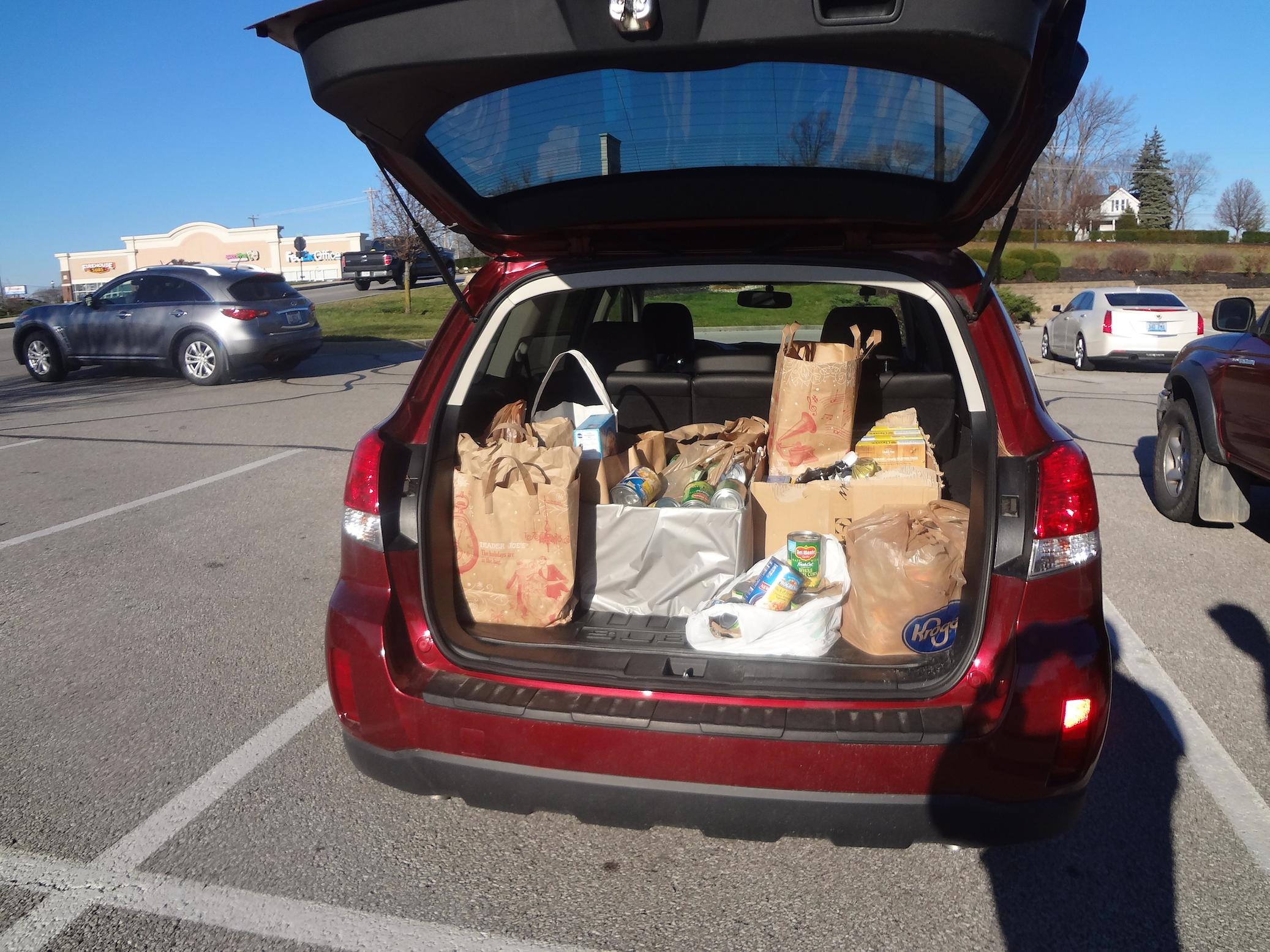 photo of donated goods in a car