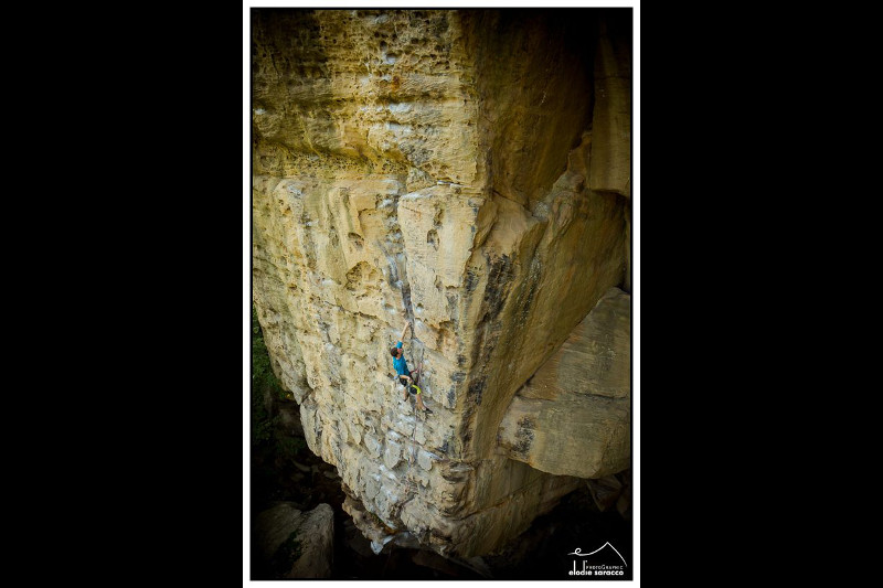 Photo of Dru Mack climbing in the PMRP by Elodie Saracco